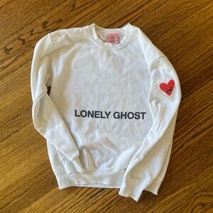 Lonely Ghost White Sweater with Red Heart